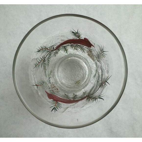 Celebrations Hand-Painted Crackle Glass Vase Red Cardinal Candle Holder 6 Inches - Picture 5 of 9